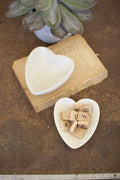 Hand Carved Stone Heart Bowl, White