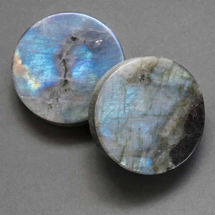 Labradorite B Grade Double Flare Flat Plugs