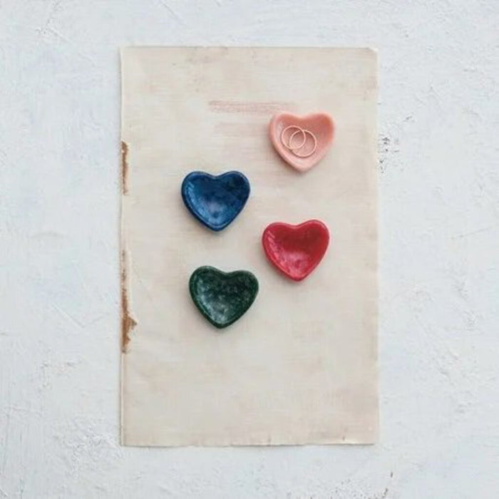 Marbled Resin Heart Shaped Dish, Pink