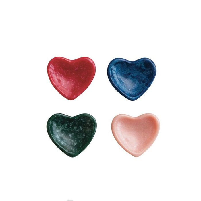 Marbled Resin Heart Shaped Dish, Red