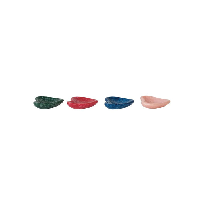 Marbled Resin Heart Shaped Dish, Red