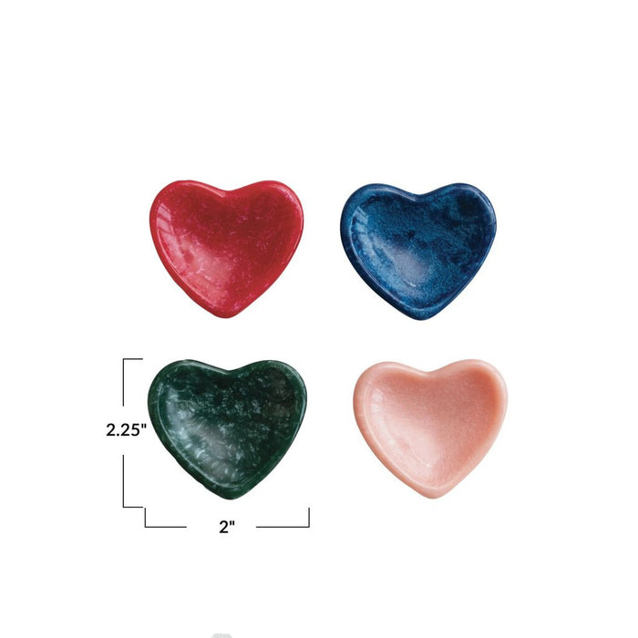 Marbled Resin Heart Shaped Dish, Red