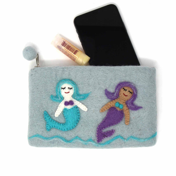 Mermaid Friends Felt Zipper Pouch