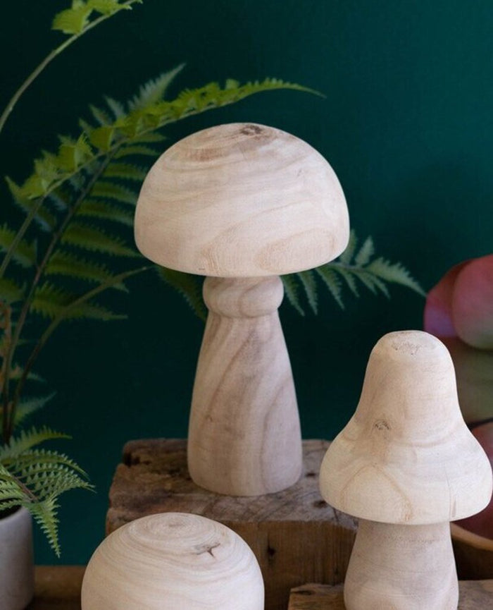 Natural Wooden Mushrooms, 11"