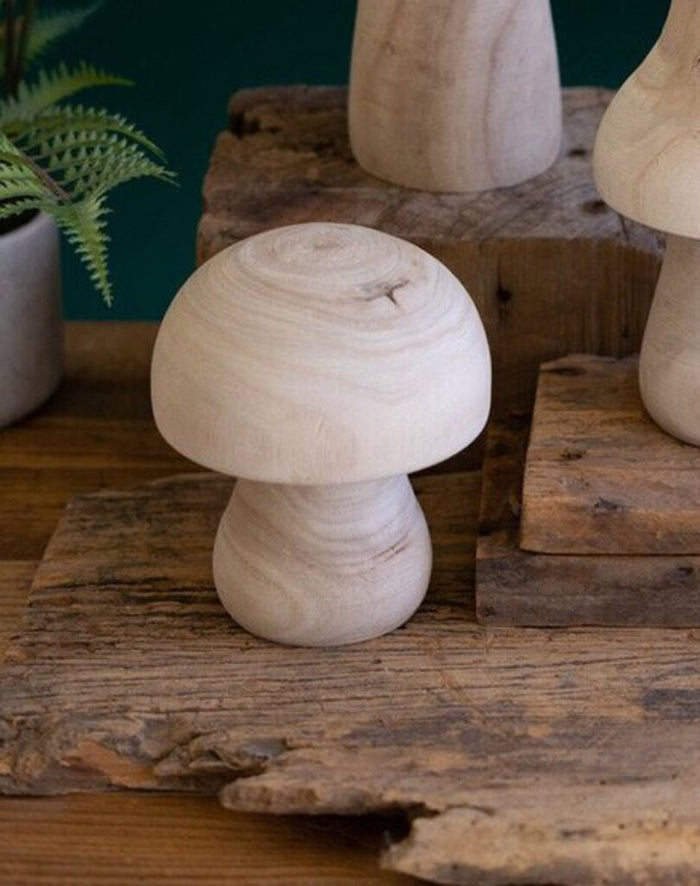Natural Wooden Mushrooms, 6"