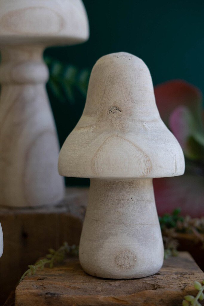 Natural Wooden Mushrooms, 8.5"