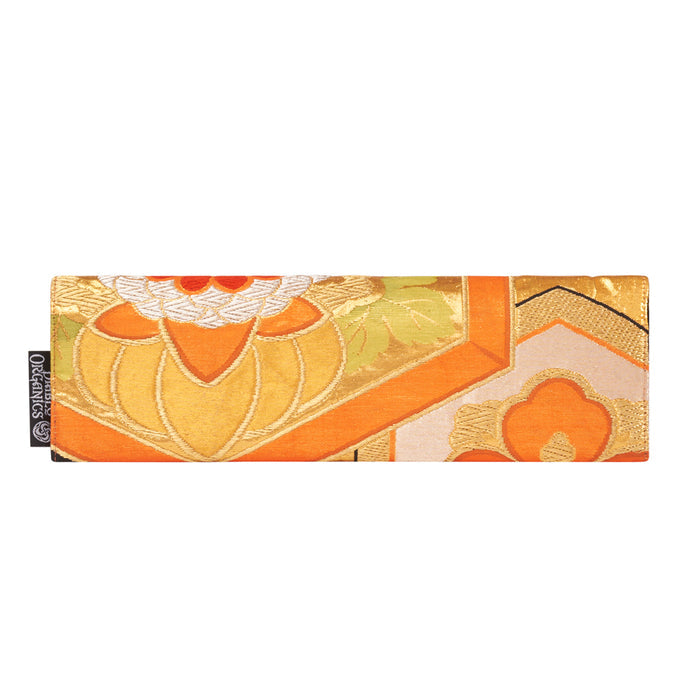 Orange, Black, Gold, Floral Recycled Kimono Jewelry Pouch