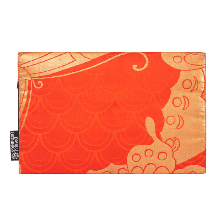 Orange & Bronze Butterfly Recycled Kimono Jewelry Pouch