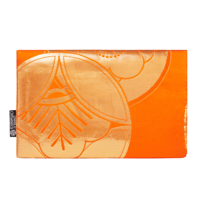 Orange & Gold Pinwheel Recycled Kimono Jewelry Pouch