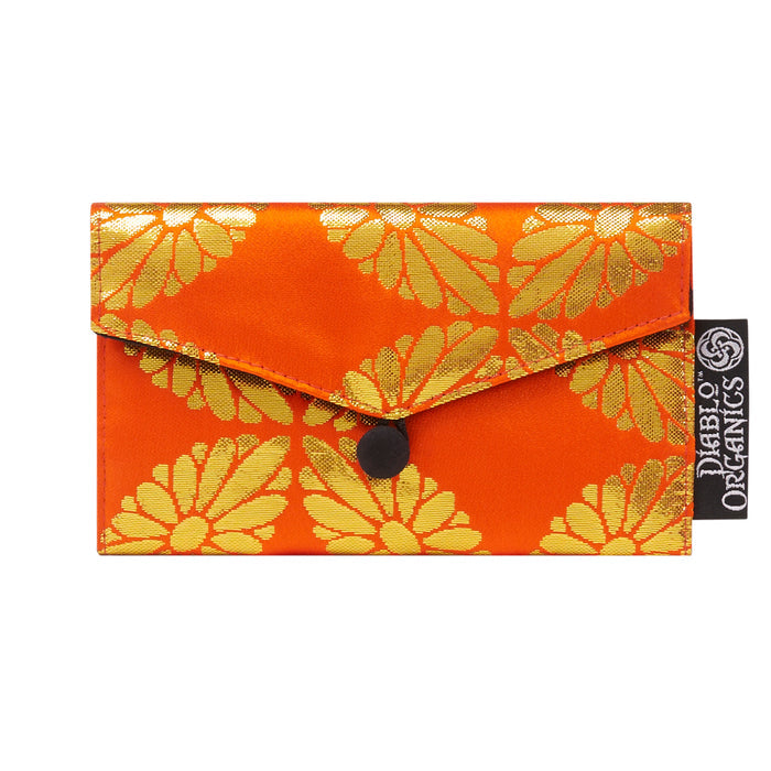 Orange & Gold Recycled Kimono Jewelry Pouch