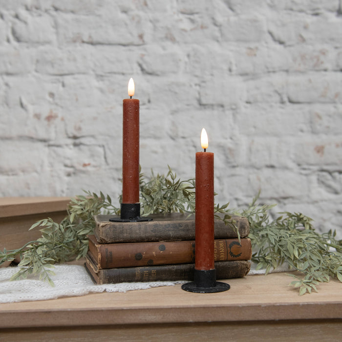 Ragon House - SET/ 2 - 7.25" 3D FLAME BRONZE TAPER CANDLE