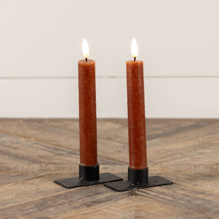 Ragon House - SET/ 2 - 7.25" 3D FLAME BRONZE TAPER CANDLE