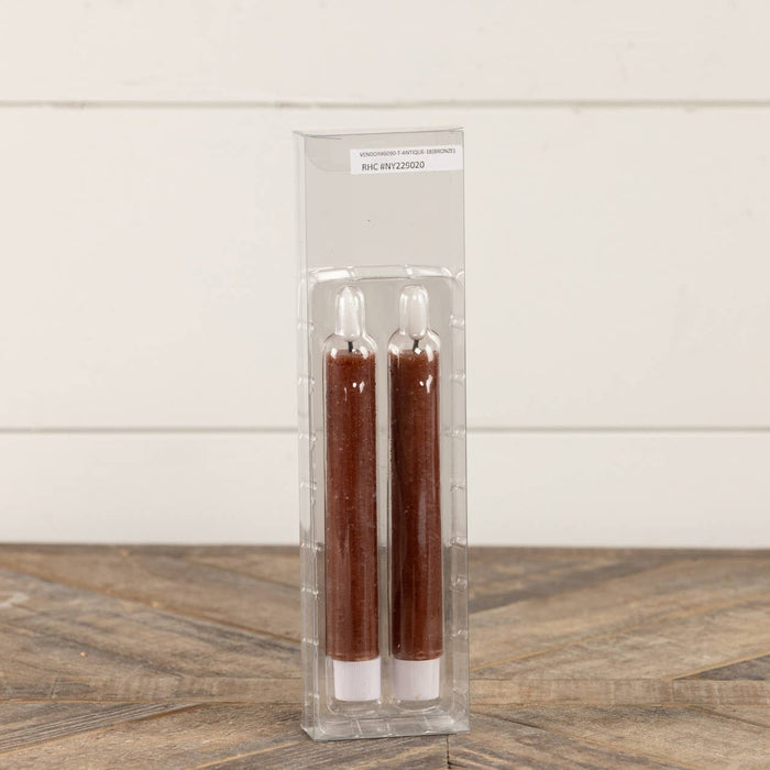 Ragon House - SET/ 2 - 7.25" 3D FLAME BRONZE TAPER CANDLE