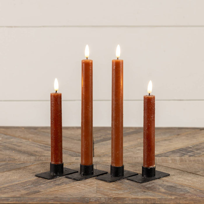 Ragon House - SET/ 2 - 7.25" 3D FLAME BRONZE TAPER CANDLE