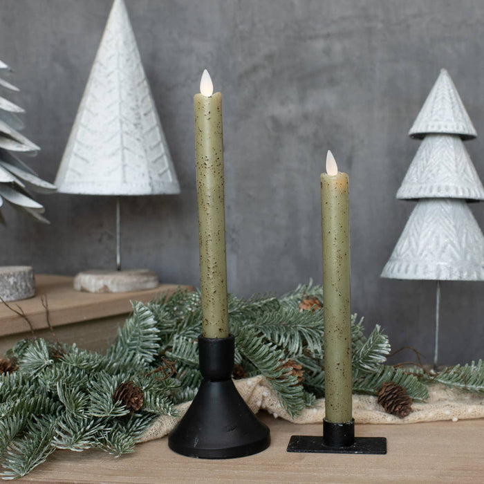 Ragon House - SET/ 2 - 9.5" MOVING FLAME GREEN TAPER CANDLE