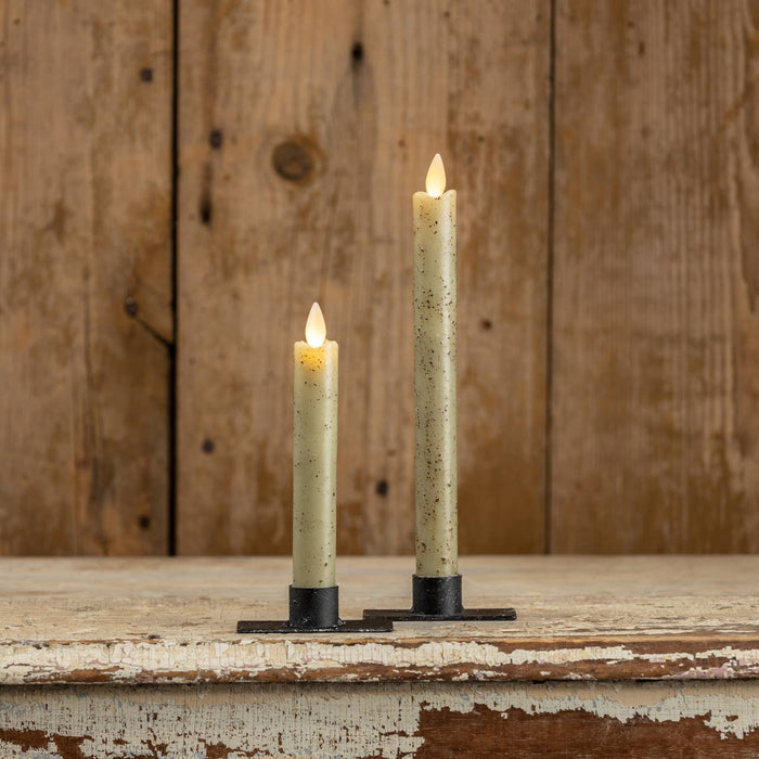 Ragon House - SET/ 2 - 9.5" MOVING FLAME GREEN TAPER CANDLE