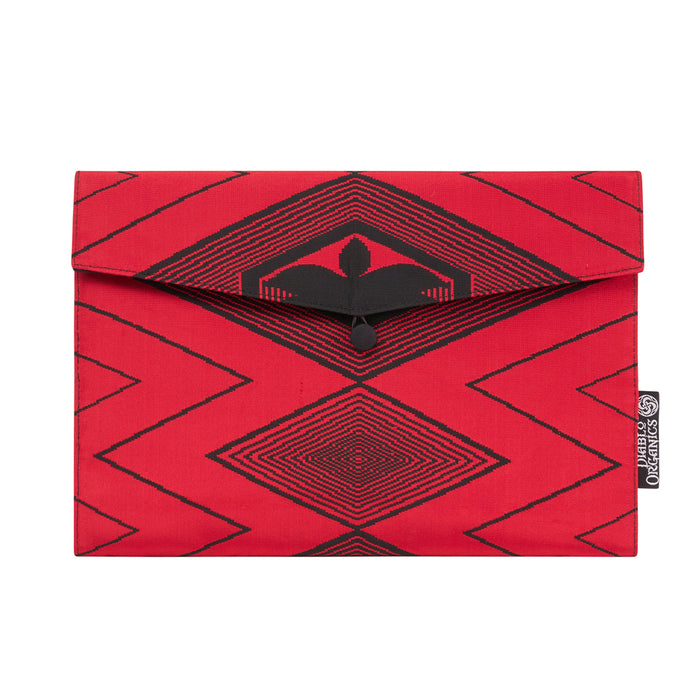 Red, Black, Lotus Recycled Kimono Jewelry Pouch