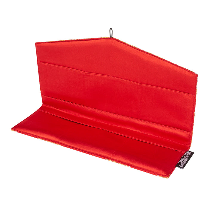 Red & Gold Flower Recycled Kimono Jewelry Pouch