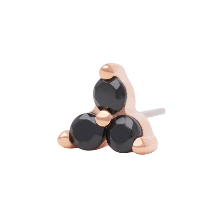 Rose Gold Vermeil 2mm Triple CZ Pin 18g/16g