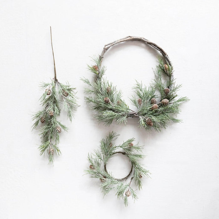 Round Faux Jack Pine Wreath, 10"