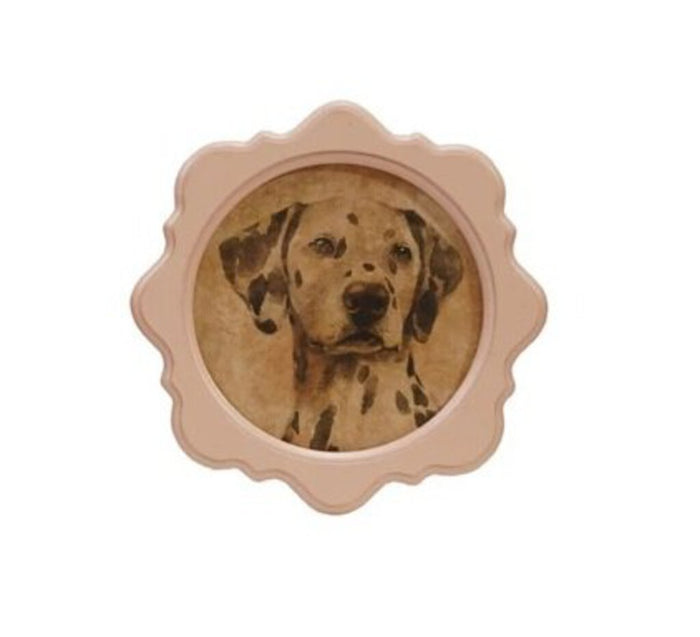 Round Framed Wall Dog Decor, Dk. Pink