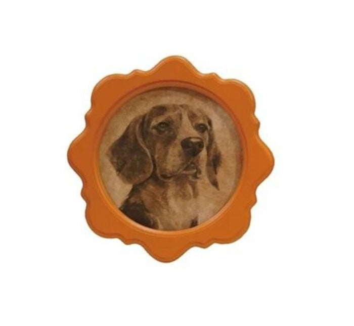 Round Framed Wall Dog Decor, Orange