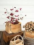 Rustic Recycle Wood Hand Bag Planter, 6.5"