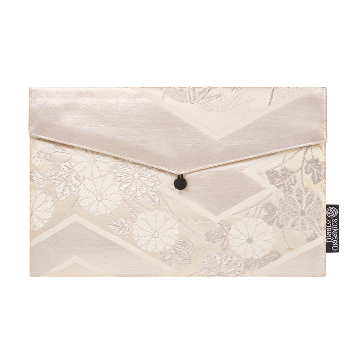 Silver Bamboo & Flower Recycled Kimono Jewelry Pouch