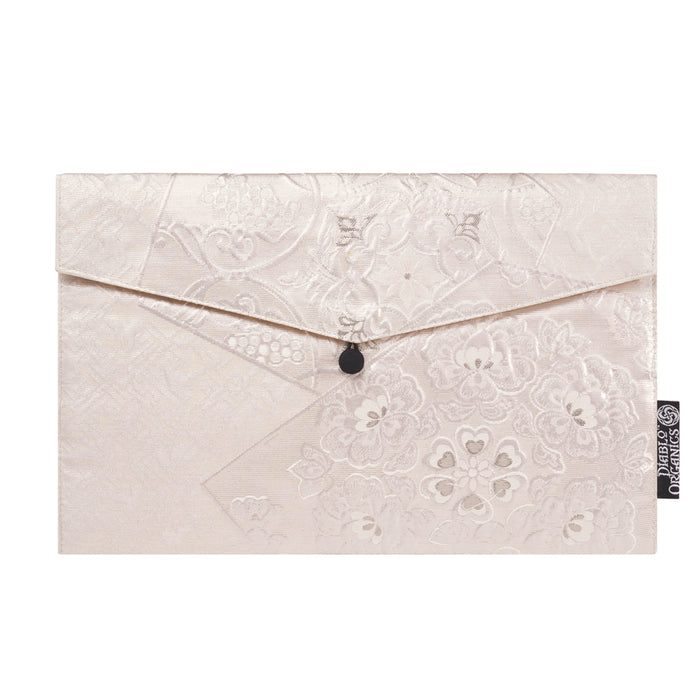 Silver Flower Recycled Kimono Jewelry Pouch