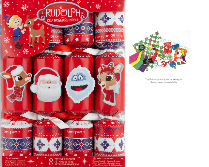 Silver Tree Home & Holiday - 10in 8ct Rudolph Red nose Reindeer Festive Crackers
