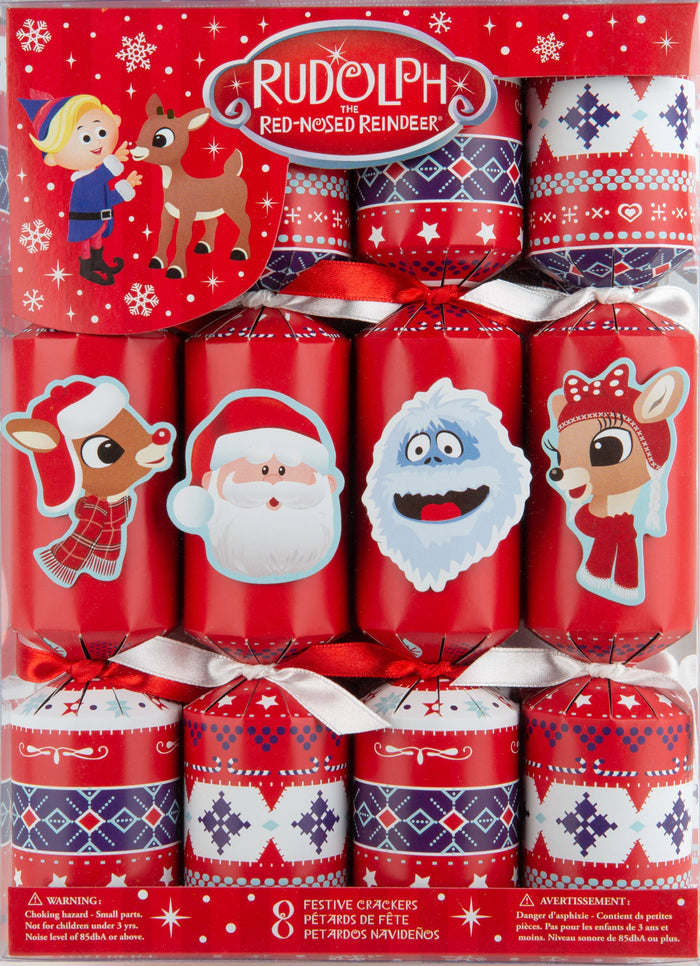 Silver Tree Home & Holiday - 10in 8ct Rudolph Red nose Reindeer Festive Crackers