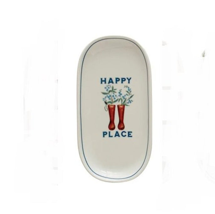 Stoneware Plate w/ Garden Image & Saying
