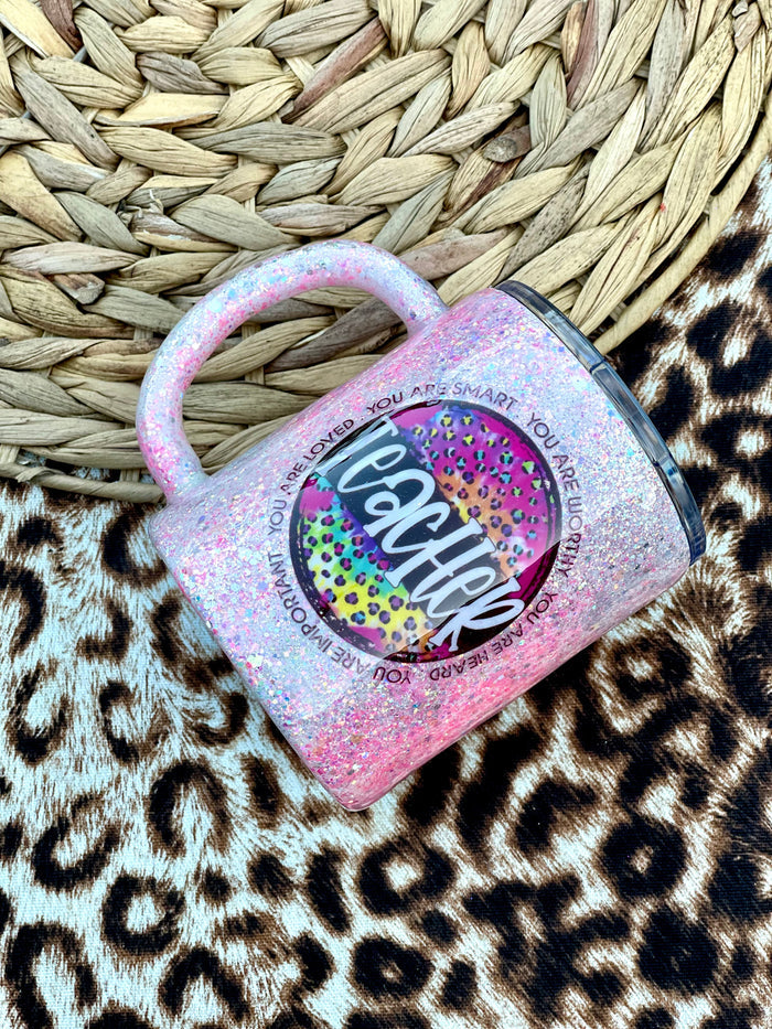 Teacher Pink Glitter Mug
