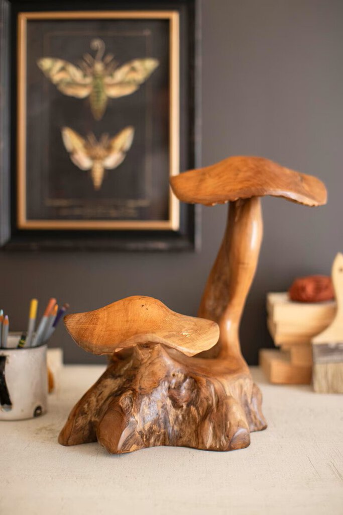Teak Mushroom Sculpture