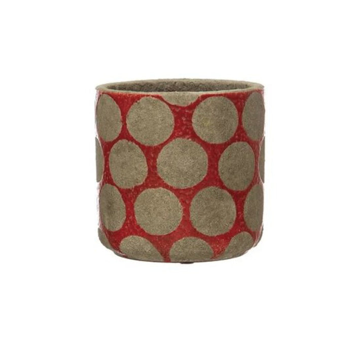 Terra-cotta Planter w/ Wax Relief Dots, Red 4 3/4"