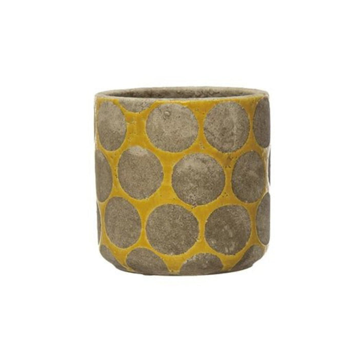 Terra-cotta Planter w/ Wax Relief Dots, Yellow 4 3/4"