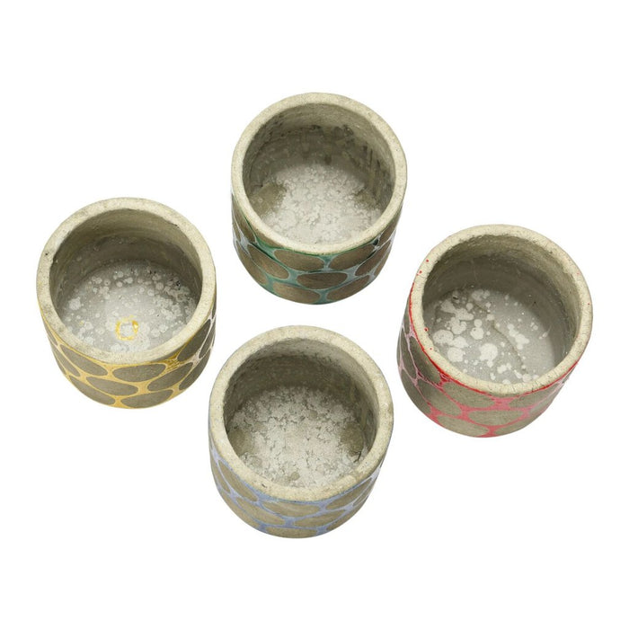 Terra-cotta Planter w/ Wax Relief Dots, Yellow 4 3/4"