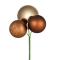 Vickerman - Vickerman 18" Mocha Ball Ornament Christmas Pick, 4 per set: Mocha / Polystyrene / 18"
