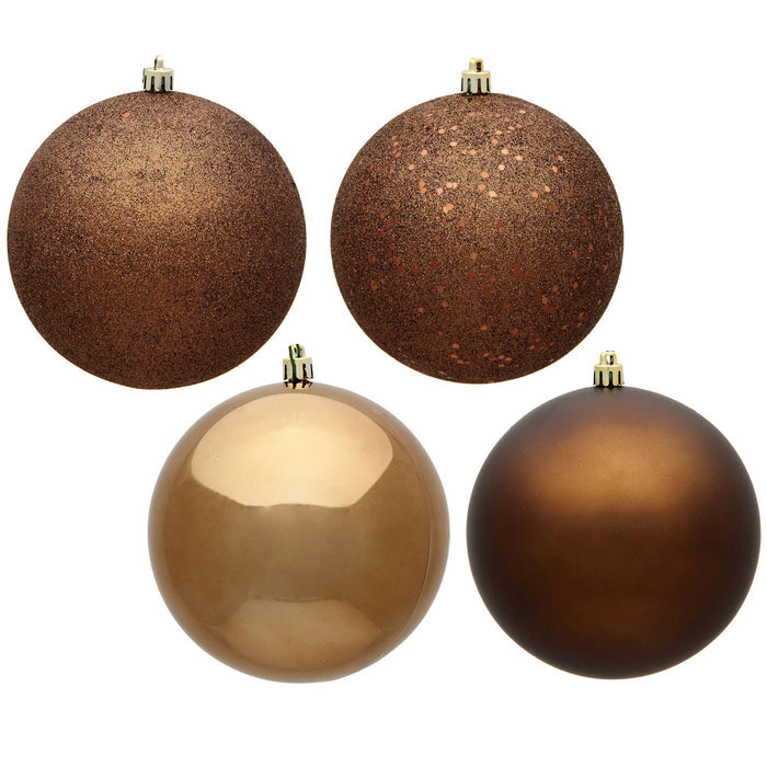 Vickerman - Vickerman 4.75" Mocha Ball 4 Finish Asst 4/Bx: Mocha / Plastic / 4.75"