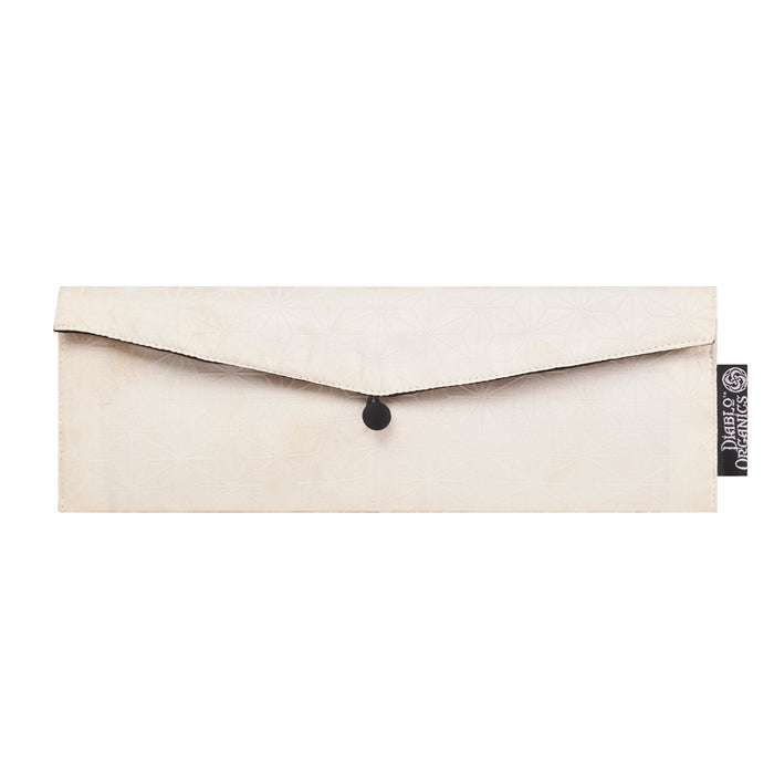 White Geometric Recycled Kimono Jewelry Pouch
