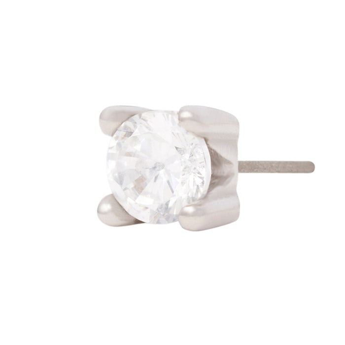 White Rhodium Silver 3mm Single CZ Pin 18g/16g