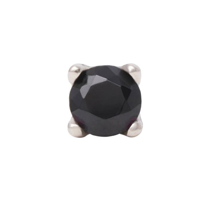 White Rhodium Silver 3mm Single CZ Pin 18g/16g