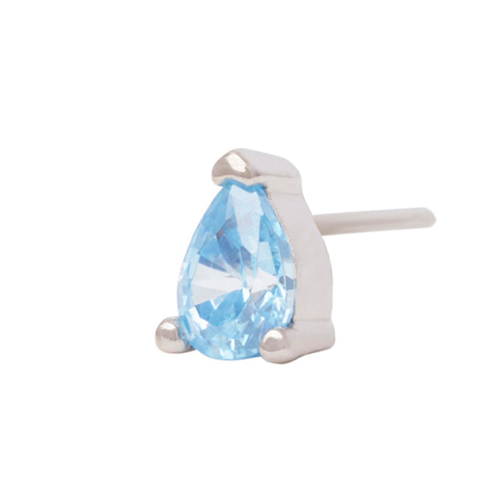 White Rhodium Silver 4mm Teardrop CZ Pin 18g/16g