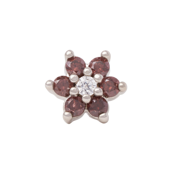 White Rhodium Silver Flower CZ Pin 18g/16g