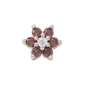 White Rhodium Silver Flower CZ Pin 18g/16g