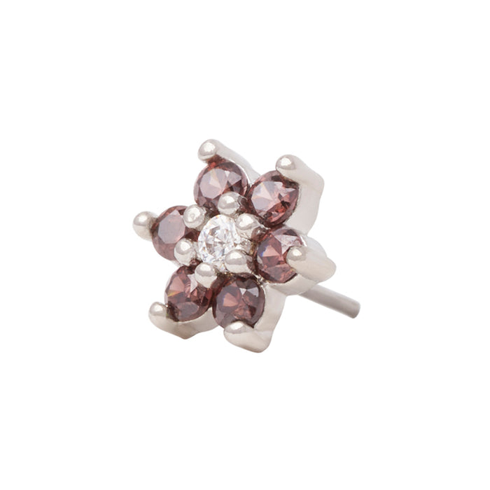 White Rhodium Silver Flower CZ Pin 18g/16g