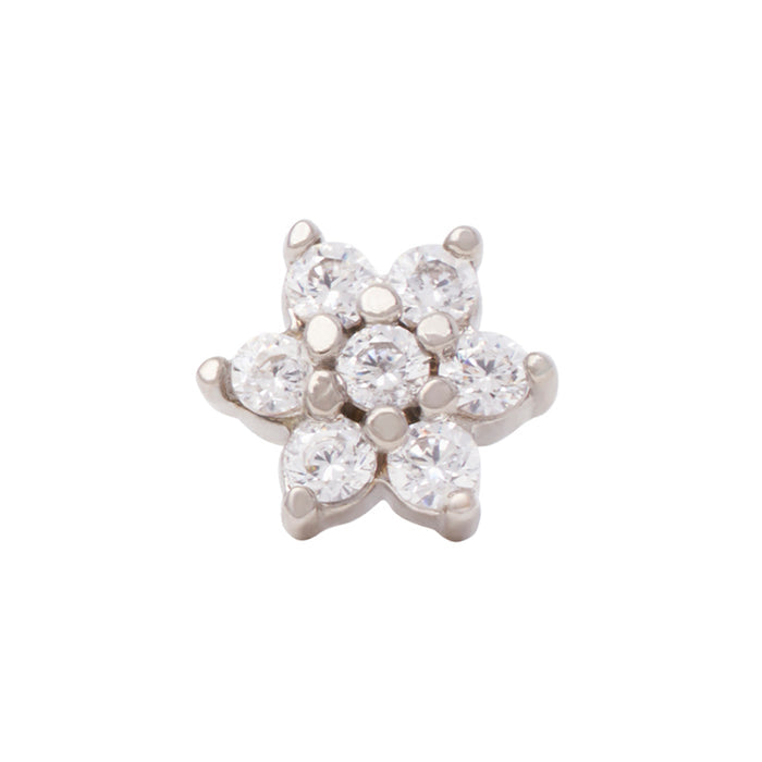 White Rhodium Silver Flower CZ Pin 18g/16g
