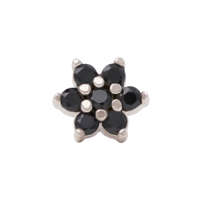 White Rhodium Silver Flower CZ Pin 18g/16g