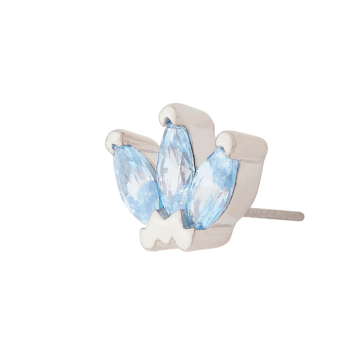 White Rhodium Silver Triple Marquise CZ Pin 18g/16g