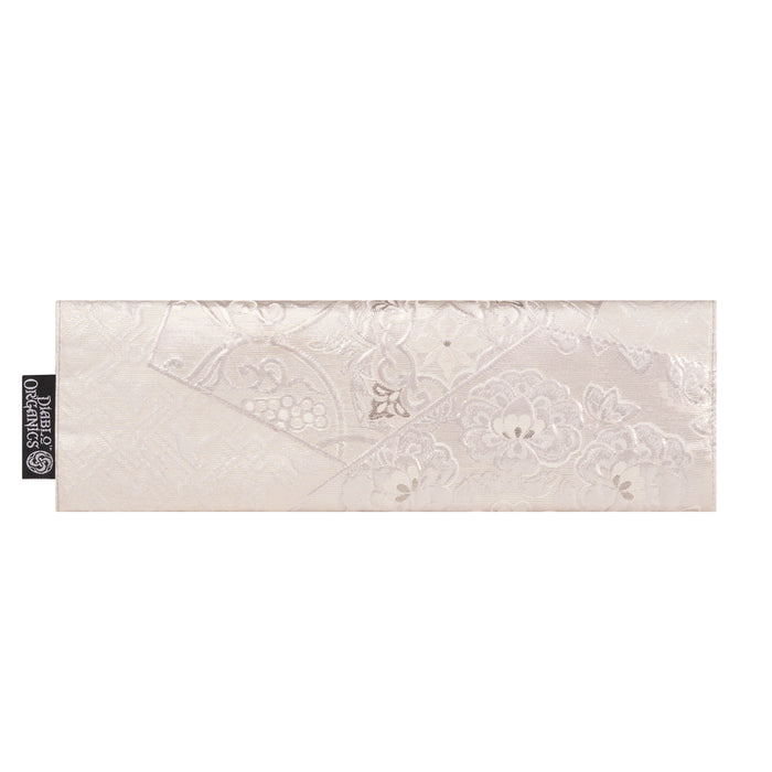 White & Silver Flower Recycled Kimono Jewelry Pouch